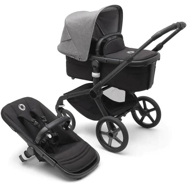 Bugaboo Fox 5 Base Black/Midnight Black and Grey Melange Sun Canopy