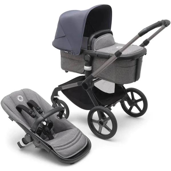 Bugaboo Fox 5 Base Graphite/Grey Melange and Stormy Blue Sun Canopy
