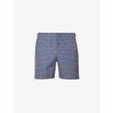 Bulldog - Midnight Navy/White Geo Pointpart Mid-length Swim Shorts