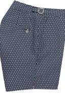 Bulldog - Midnight Navy/White Geo Pointpart Mid-length Swim Shorts