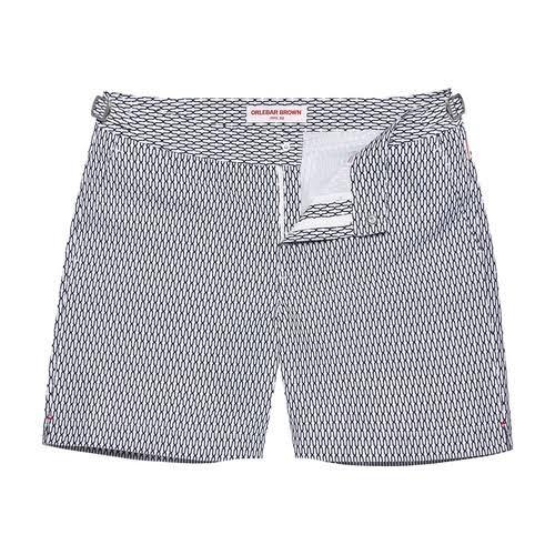 Bulldog - White/Midnight Navy Geo Pointpart Mid-length Swim Shorts