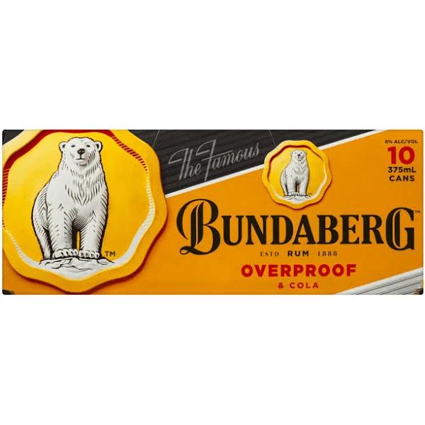Bundaberg OP Rum & Cola Cans 10 Pack 375mL Premix Drinks