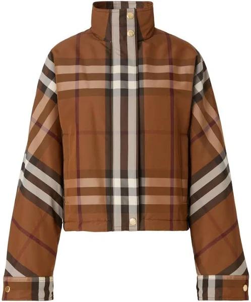 Burberry Check Funnel-Neck Cropped Jacket