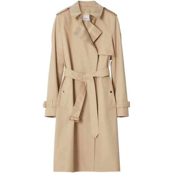 Burberry Check Panel Cotton Gabardine Trench Coat , Size: 02