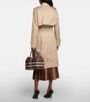 Burberry Check Panel Cotton Gabardine Trench Coat , Size: 10
