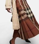 Burberry Check Panel Cotton Gabardine Trench Coat , Size: 10