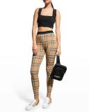Burberry House Check and Leather Sneakers , Size: 35.5