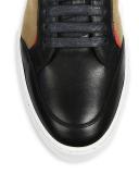 Burberry House Check and Leather Sneakers , Size: 35.5