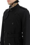 Burberry Kensington Long Trench Coat 46 Black Cotton
