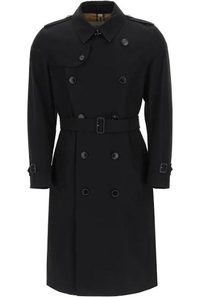 Burberry Kensington Long Trench Coat 46 Black Cotton