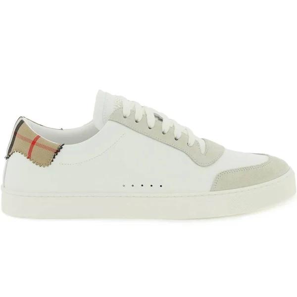 Burberry Leather, Suede and Check Cotton Sneakers , Size: 40