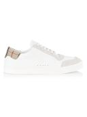 Burberry Leather, Suede and Check Cotton Sneakers , Size: 43.5