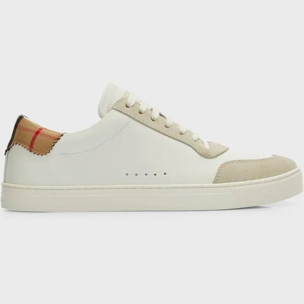 Burberry Leather, Suede and Check Cotton Sneakers , Size: 45.5