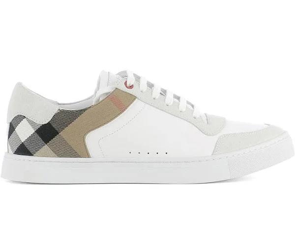 Burberry Leather Suede and House Check Sneakers Optic White