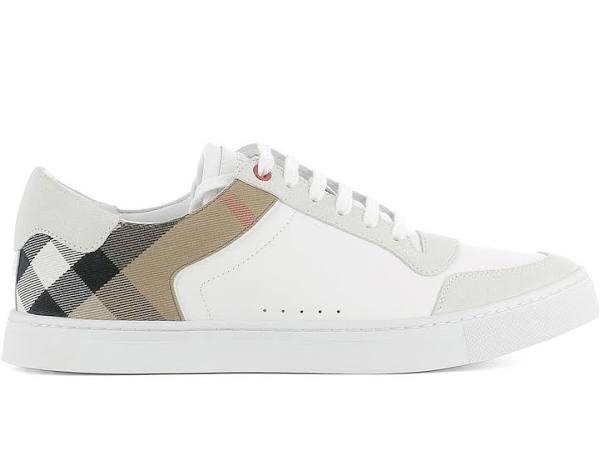 Burberry Leather Suede and House Check Sneakers Optic White