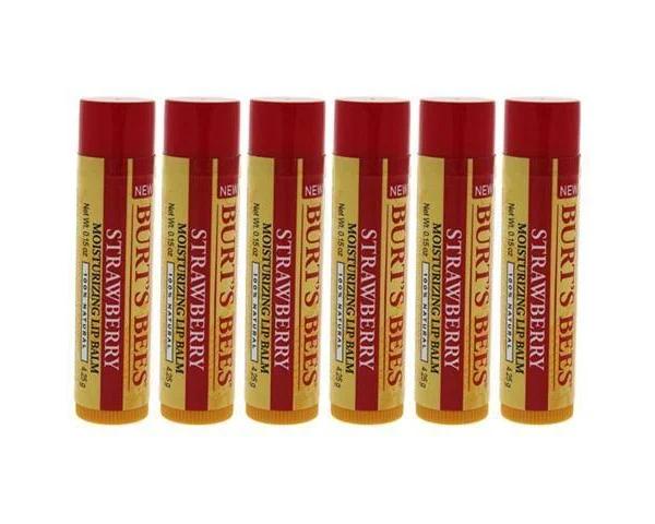 Burt's Bees Pack of 6 Strawberry Moisturizing Lip Balm