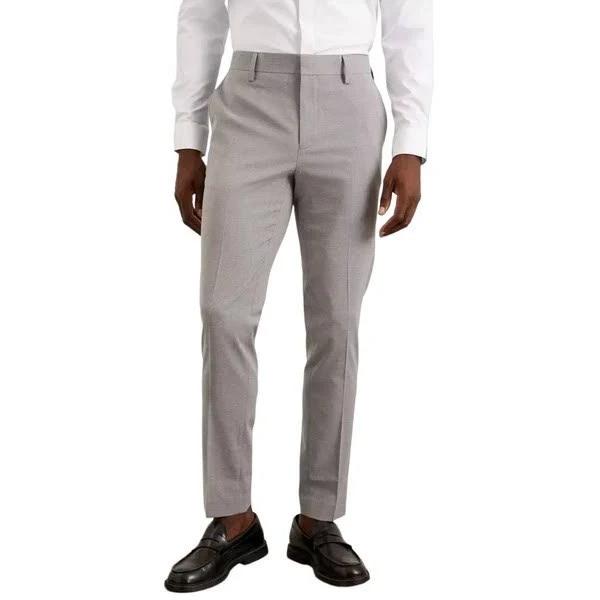 Burton Mens Essential Skinny Suit Trousers Light Grey 42R