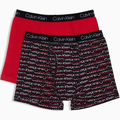 Calvin Klein Boys Cotton Stretch 2 Pack Boxer Brief in Red Assorted L