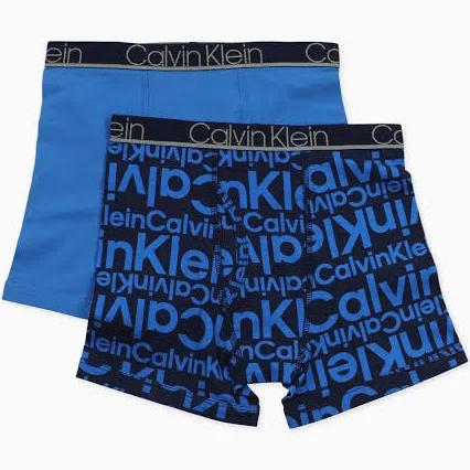 Calvin Klein Boys Cotton Stretch 2 Pack Boxer Briefs Blue L