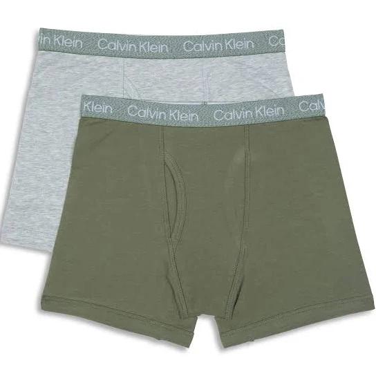 Calvin Klein Boys Heather Band Boxer Brief 2 Pack in Olivine Multi Assorted L