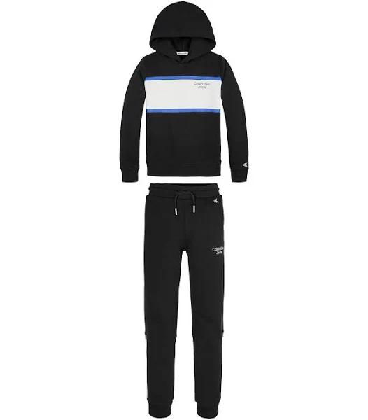 Calvin Klein Jeans Teen Boys Black Cotton Logo Tracksuit