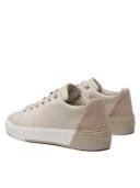 Calvin Klein Leather Cupsole Lace Up Trainers in Ecru 39