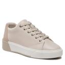 Calvin Klein Leather Cupsole Lace Up Trainers in Ecru 39
