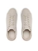 Calvin Klein Leather Cupsole Lace Up Trainers in Ecru 39