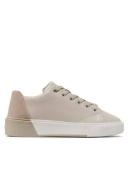 Calvin Klein Leather Cupsole Lace Up Trainers in Ecru 41