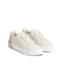 Calvin Klein Leather Cupsole Lace Up Trainers in Ecru 41