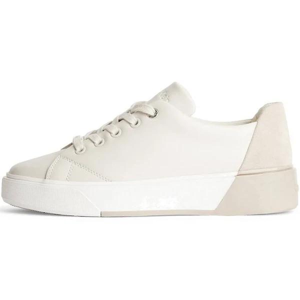 Calvin Klein Leather Cupsole Lace Up Trainers in Ecru 41