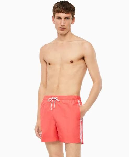 Calvin Klein Medium Tape Swim Shorts Mens, Size S, Orange
