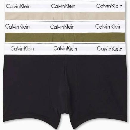 Calvin Klein Men's Trunks 3 Pack Linen/Black/Green, Size Medium