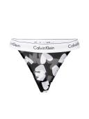 Calvin Klein Mesh High Leg String Thong in Mono Heart print-Black