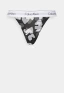 Calvin Klein Mesh High Leg String Thong in Mono Heart print-Black