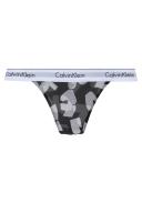 Calvin Klein Mesh High Leg String Thong in Mono Heart print-Black