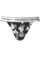 Calvin Klein Mesh High Leg String Thong in Mono Heart print-Black