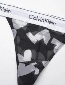 Calvin Klein Mesh High Leg String Thong in Mono Heart print-Black