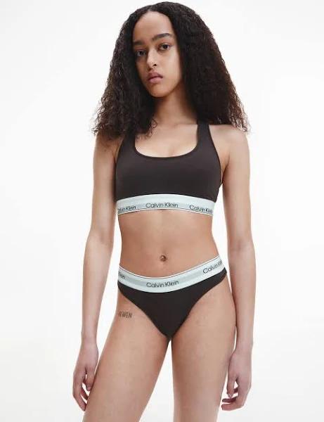 Calvin Klein Modern Cotton Naturals Thong Brief in Brown Dark Brown L