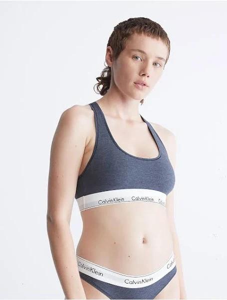 Calvin Klein Modern Cotton Unlined Bralette in Blue Navy XS