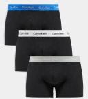 Calvin Klein Plus 3 Pack Cotton Stretch Low Rise Trunks in Black