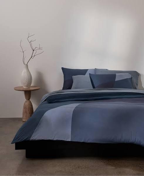Calvin Klein Sculptural Block Quilt Cover in Dusk Navy Queen Size