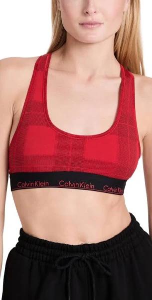Calvin Klein Underwear Modern Cotton Unlined Bralette | Red/Plaid | Size M | Shopbop