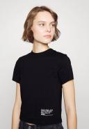 Calvin Klein Women's CK Address Logo Short Sleeve Baby T-Shirt Black, Size Large