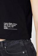 Calvin Klein Women's CK Address Logo Short Sleeve Baby T-Shirt Black, Size Large