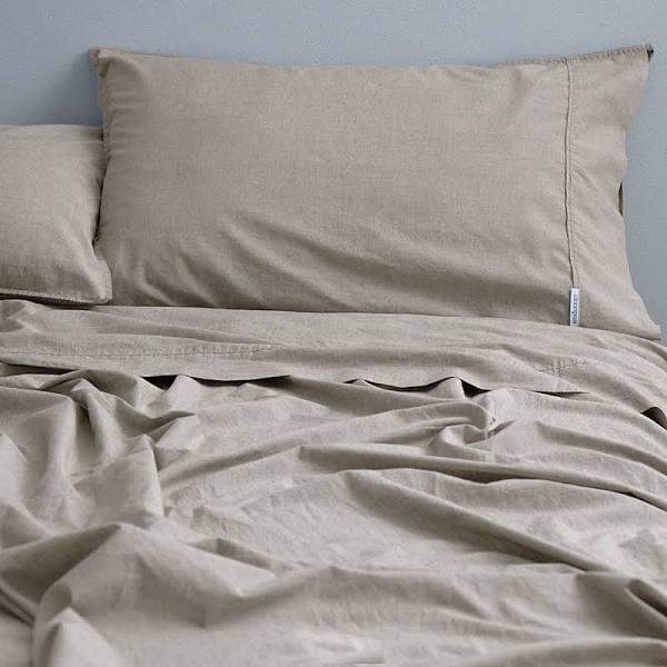 Canningvale Queen Bed Fitted Sheet Set Vintage Softwash Cotton Stone