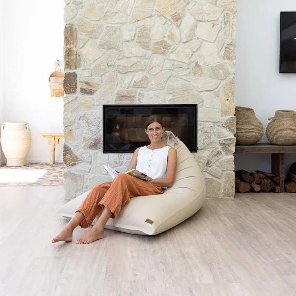 Canvas Triangular Bean Bag Natural