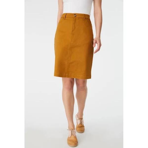 Capture Button Pencil Skirt - Chartreuse - Womens - Size 18 - Cotton - Ezibuy