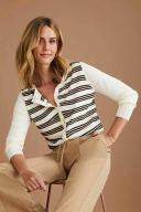Capture Classic Striped Cardigan Camel Stripe - L
