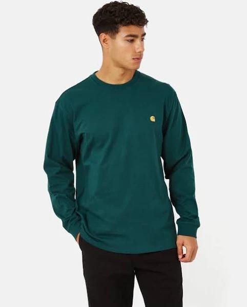 Carhartt Chase Mens Long Sleeve T-Shirt - Botanic / Gold